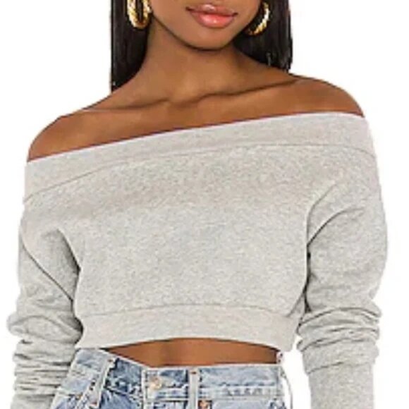 NWT Majorelle Martine Sweater Size S Heather Grey Cropped Fleece Cotton Blend - Picture 1 of 7